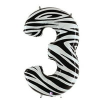 Burton & Burton 40" Number 3 Shape Zebra Balloon