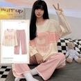 thumbnail image 3 of Conjunto de pijama anudado para Mujer, ropa de dormir con dibujos animados, a cuadros, 3XL, primavera y otoño, 3 of 4