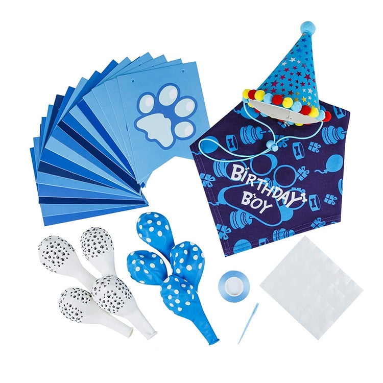 Heldig Dog birthday party supplies dog birthday turban toy banner boy hat scarf balloon with cute puppy birthday party supplies decorations set of