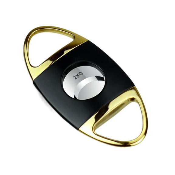 ZXO Cigar cutters, Cigar Cutter Stainless Steel Double Blade Guillotine Cigar Diameter (Gold Black) Gift