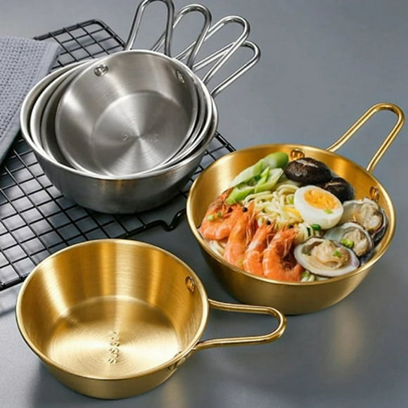 Cuenco redondo de vino de arroz con asa Cuencos de salsa de comida para el hogar de acero inoxidable Vajilla Utensilios de cocina A