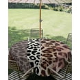 thumbnail image 3 of Outdoor Tablecloth with Umbrella Hole Zipper Animals Printed Striped Round Tablecloth 60" Waterproof Outside Table Cloth Rustic Country Leopard Textured Patio Table Cover Tablecloths for Picnic Party, 3 of 8