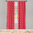 thumbnail image 2 of Ambesonne Floral 4-Panel Curtains, Spring Essential Wild Flora, 56"x84", Dark Coral Vermilion, 2 of 4