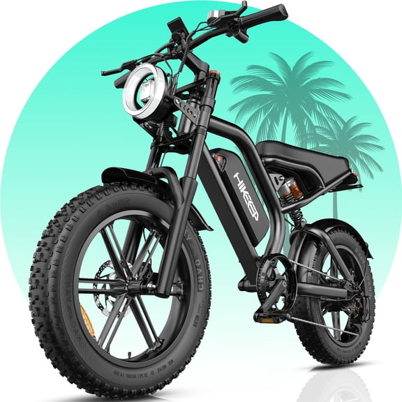 GlobalKeep 1500W Peak Electric Mountain Bike, 20" Fat Tire 32MPH Ebikes for Adults , 48V 15.6Ah Removable Battery, Full Suspension UL2849