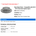 thumbnail image 2 of Rear Brake Rotor - Compatible with 2012 - 2015 Chevy Captiva Sport 2013 2014, 2 of 2