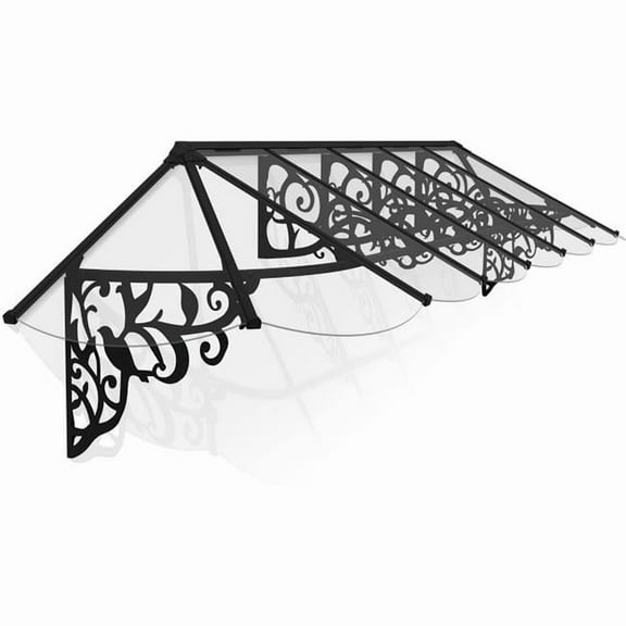 Palram - Canopia HG9597 14 x 3 ft. Lily 4178 Window Awning, Black & Clear