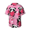 thumbnail image 2 of Sigee Panda Heart Valentine Pink Print Men's Shirts Casual Button Down Short Sleeve Summer Beach Shirt Hawaiian Vacation Shirts Tee Shirt-Large, 2 of 7