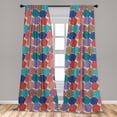 thumbnail image 4 of Ambesonne Flora Curtains, Digital Drawn Rose Pattern, Pair of 28"x95", Pale Mustard Teal Salmon, 4 of 5