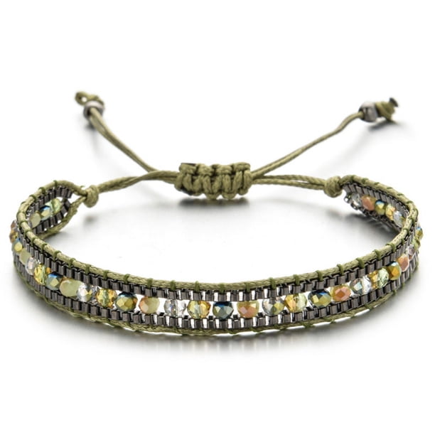 Xiao Hua Pulsera para mujer, hecha a mano, estilo bohemio, con capas de piedra natural, pulseras apilables con cuentas, regalos de moda, talla M