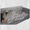 thumbnail image 6 of Checkered Soft Flannel Fleece Throw Blanket, Diagonal Striped Design Delicate Gentle Flower Feminine, Cozy Plush for Indoor and Outdoor Use, 50" x 60", Mauve Pink Forest Green, by Ambesonne, 6 of 6