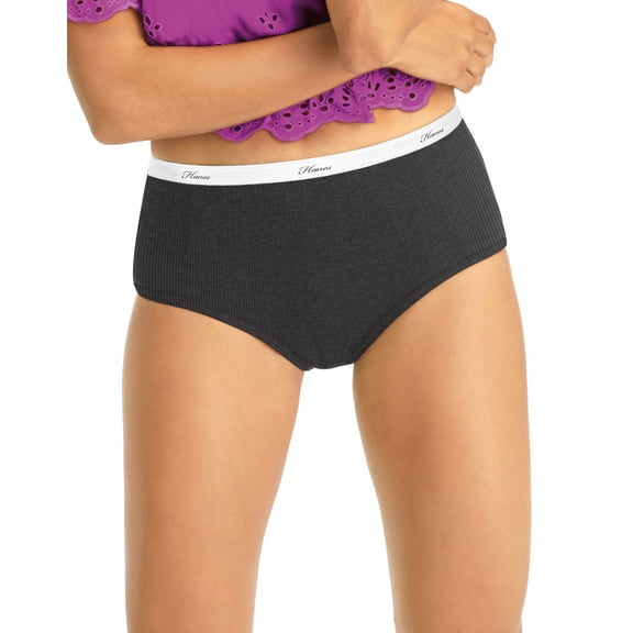 Hanes Women's Ribbed Cotton Briefs 6-Pack Assorted 7