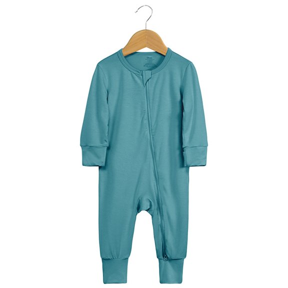 Trendy Boys Romper Jumpsuit Sleepwear Footless Pajamas Long Sleeve Zipper Style for Comfortable Rest and Activities