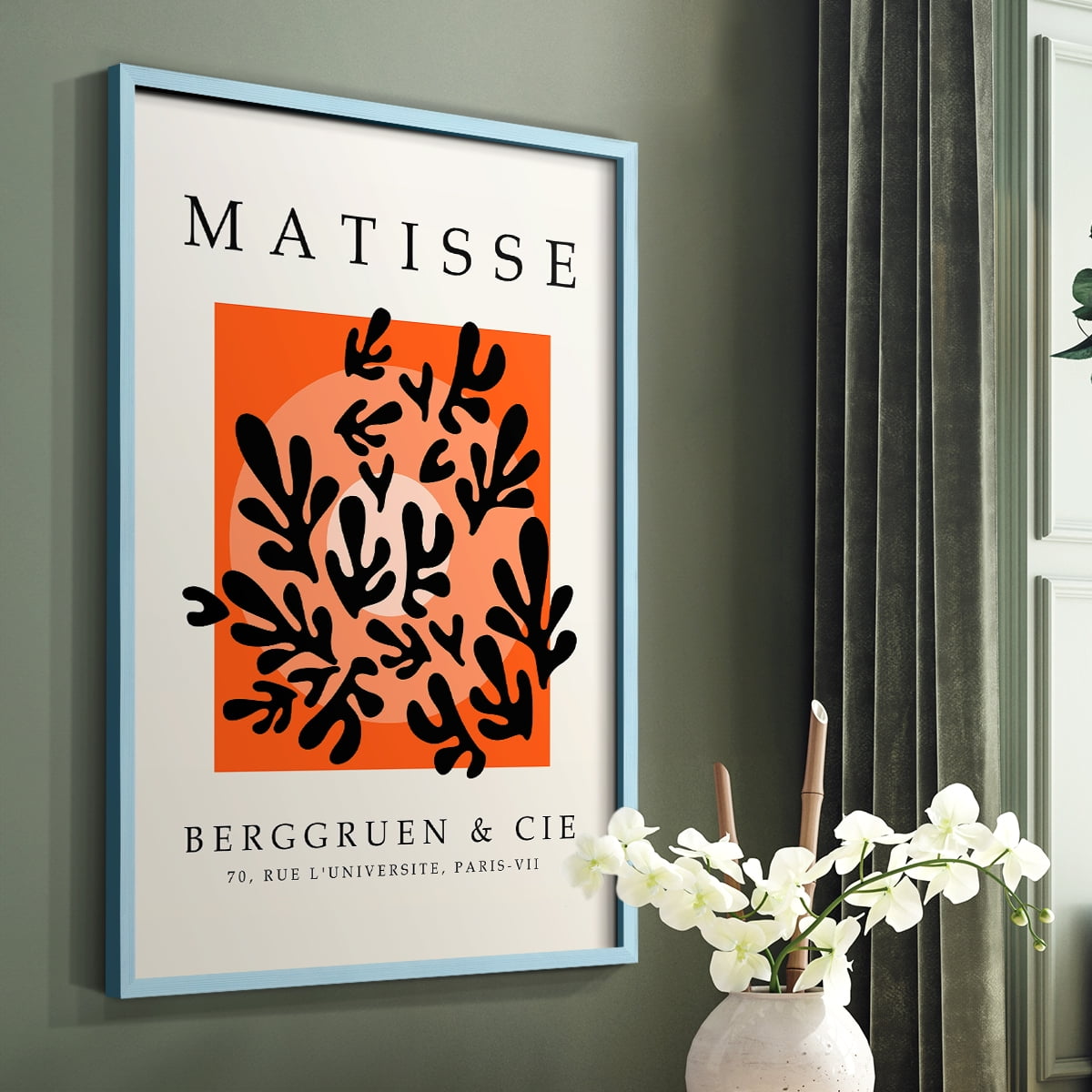 Matisse CXLV Framed Print in Blue Solid Wood 16 x 20 Framed Print