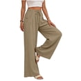 thumbnail image 4 of Kvture Womens Cotton Linen Pants Summer Drawstring Work Pants Flowy Casual Wide Leg Beach Trousers with Pocket Khaki Pant XL, 4 of 8