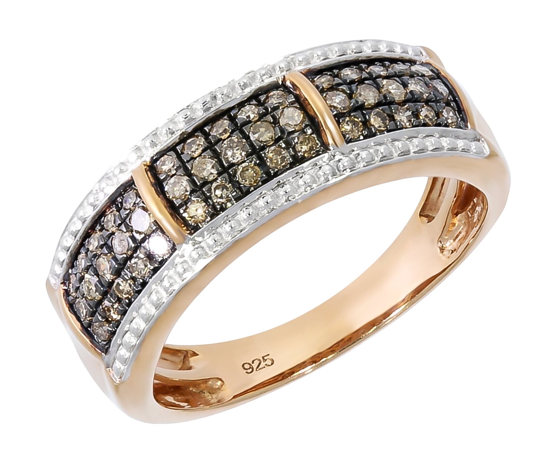 Prism Jewel 0.39Ct Natural Brown Diamond Flower Cluster Style Ring