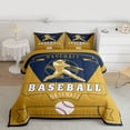 thumbnail image 2 of Homewish Baseball Game Gaming Queen Comforter Set,Ball Sport Theme Bedding Sets,Gold Deepblue Bedding Comforter Set For Teens,Luxury Bedroom Decor Reversible,3pcs, 2 of 8