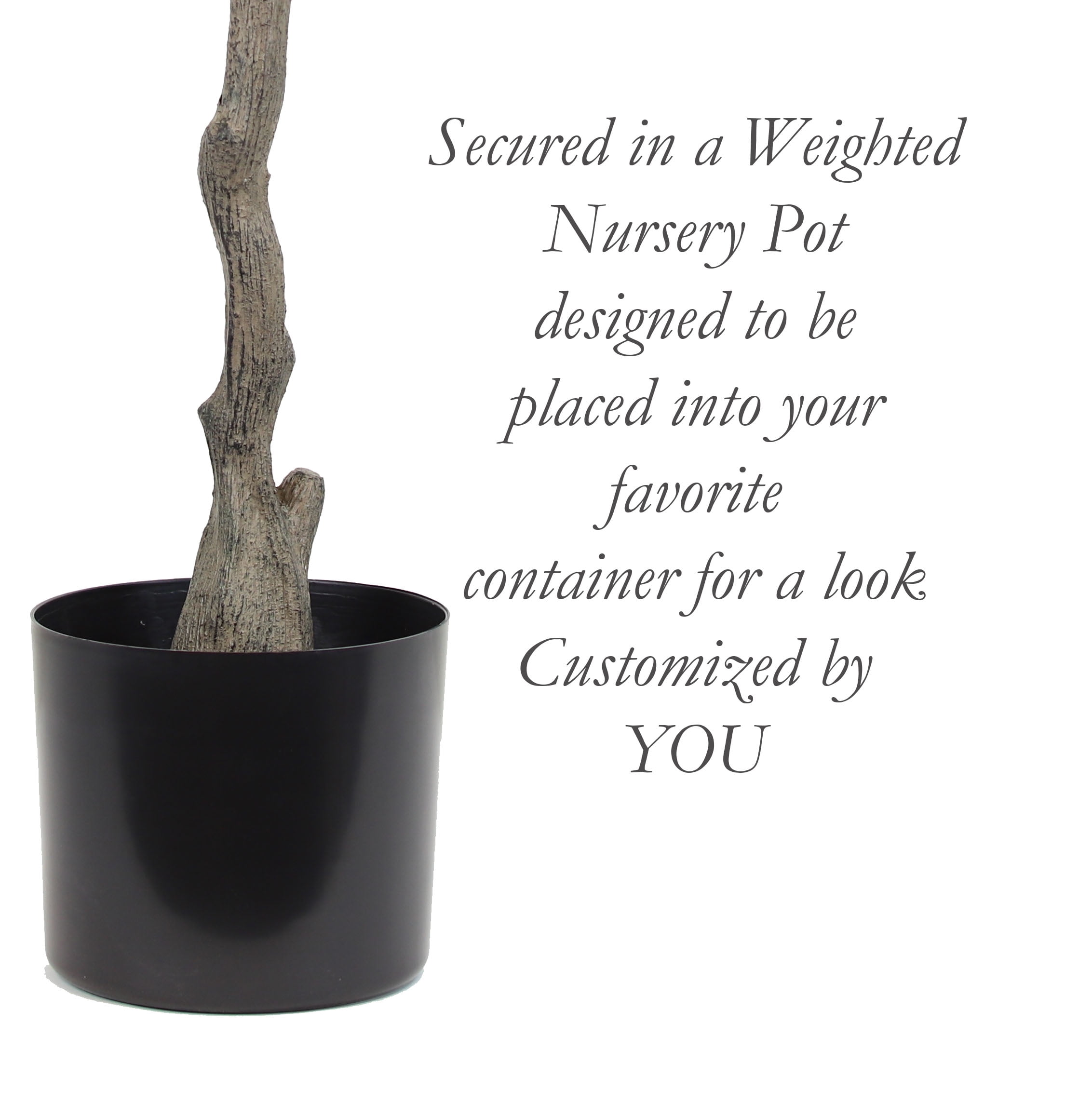 The Mod Greenhouse Faux Green Olive Tree in a Black Matte Planter Pot 72