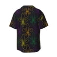 thumbnail image 2 of Disketp Men's Hawaiian Mardi Gras Carnival Print Shirts Button Down Holiday Beach Shirts-X-Large, 2 of 7