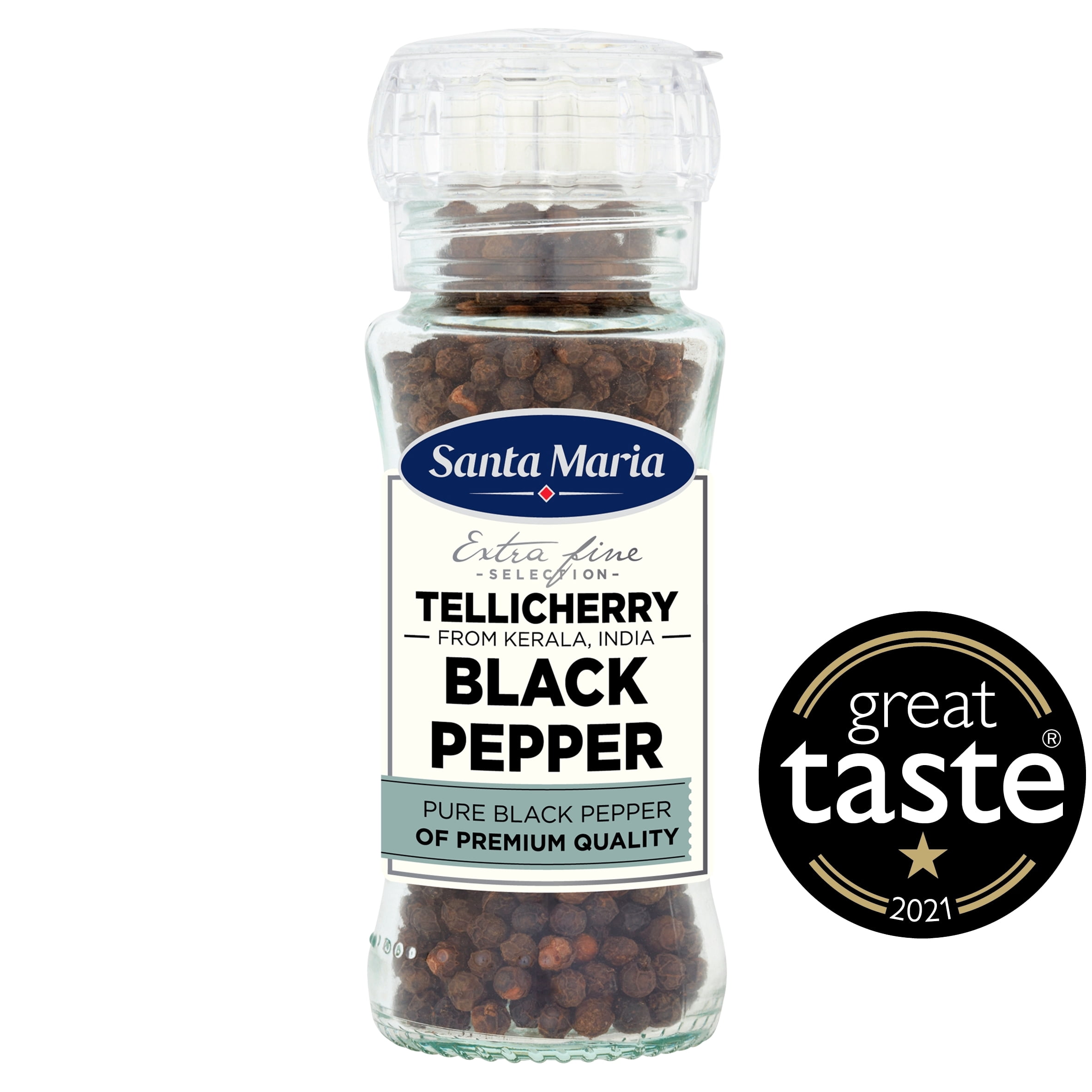 Santa Maria Tellicherry Black Pepper Grinder 70G, Imported from Britain