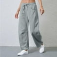 thumbnail image 3 of Women's Barrel Leg Ankle Sweatpants Drawstring Wide Leg Lounge Pants Baggy Casual Dancer Pants Streetwear with Pockets, 3 of 7