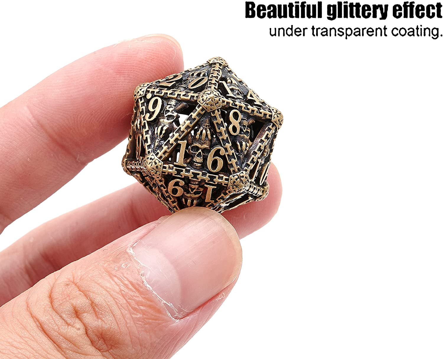 Ensemble de dés D12 - Ensemble de Six dés à 12 Faces - dés RPG à Thème Crâne et Os. Cadeau Cool et Unique pour Donjons et Dragons (DND), Marteau de