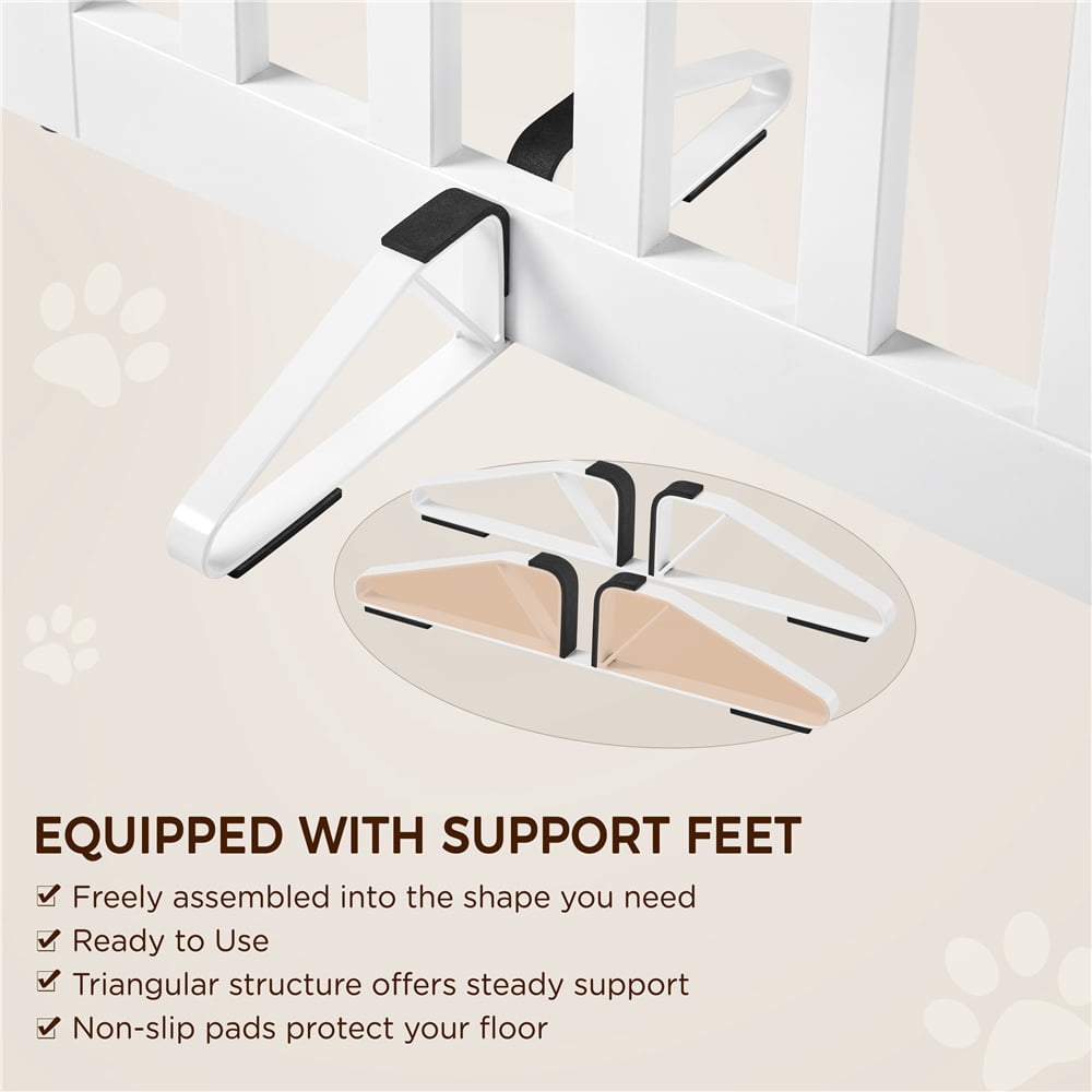 Yaheetech 36"H 4-Panel Wooden Foldable Pet Fence with Two Support Feet, White