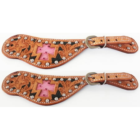 Image of Horse Western Riding Cowboy Boots Leather Spur Straps Tack 7413