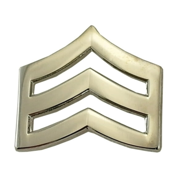 Hero’s Pride Mini SGT Chevron Pin – Silver Finish, Pair, 3/4", Clutch Backs