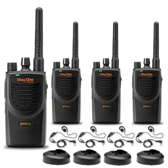 Motorola BPR40 Mag One Series 4W UHF 8-Channel Two-Way Radio (BPR40-U8) Motorola HKLN4604 PTT Earpiece (4 Pack)