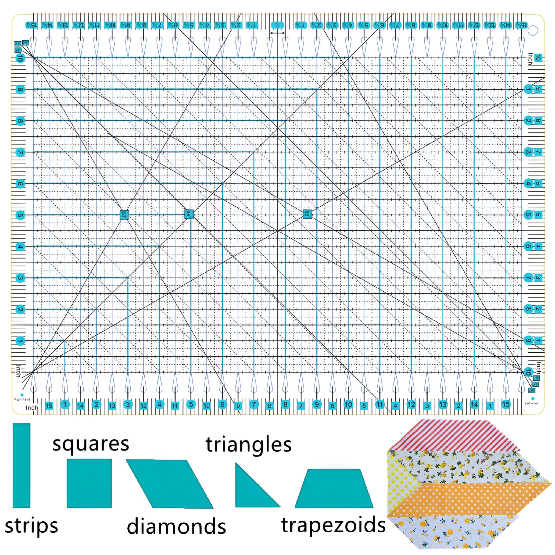 CCOCC Quilting Ruler,15.5" x 10" Slotted Rulers for Quilting and Sewing Quilt Strip Rulers for Fabric Cutting