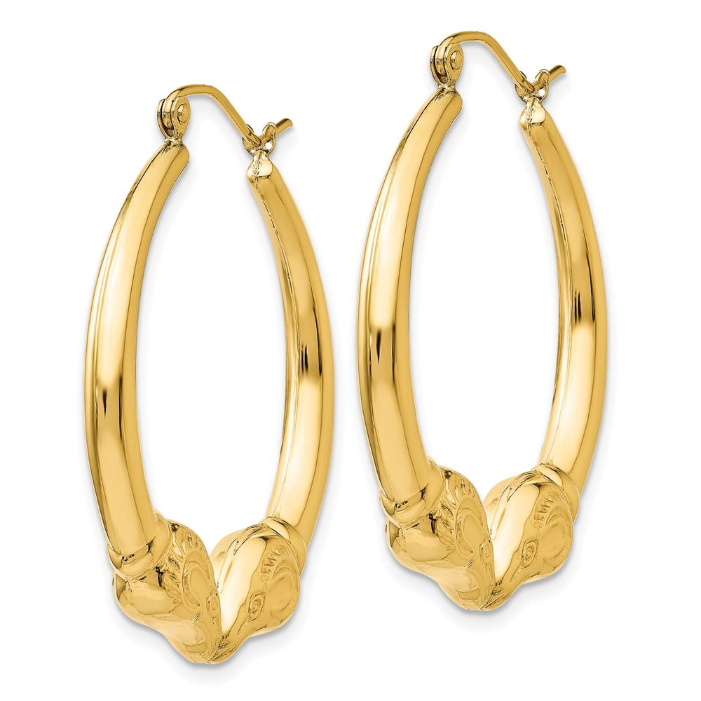 Primal Gold 14K Yellow Gold Ram Hoop Earrings
