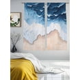 thumbnail image 3 of Blue Beige Sheer Curtains for Living Room Bedroom, Light-filtering Sheer Curtain, Ombre Ocean Abstract Sea Wave Beach Sand Rod Pocket Voile Window Treatment Drapes, 52’’Wx63’’L, 2 Panels Set, 3 of 7