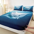 thumbnail image 4 of Feelyou Underwater Fish Full Size Sheets for Men Women Kids, Sea Tropical Animal Bed Sheets, Blue, 4pcs, 4 of 5