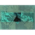 thumbnail image 1 of Ahgly Company Machine Washable Indoor Rectangle Abstract Turquoise Blue Modern Area Rugs, 8' x 10', 1 of 4