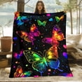 thumbnail image 4 of Colorful Butterflies HD Printed Blanket Soft and Warm Flannel Blanket for Travel Camping Sofa Livingroom Couch Chair Bed Gift for Family or Friends, 4 of 7