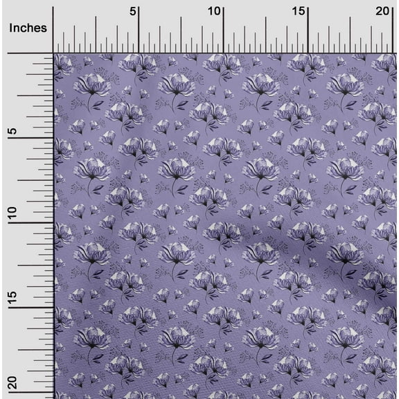 oneOone Polyester Spandex Bluish Violet Fabric Florals Fabric For Sewing Printed Craft Fabric By The Yard 56 Inch Wide-38Y