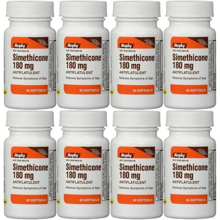 Simethicone 180 mg Generic for Phazyme Ultra Strength Anti-Gas 60 Softgels PACK of 8
