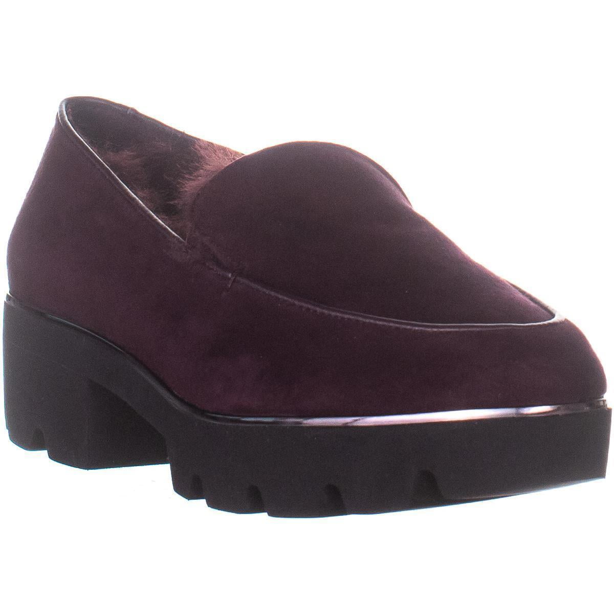 DKNY Womens DKNY Ayda Platform Loafers, Oxblood Suede, 5 US / 35 EU