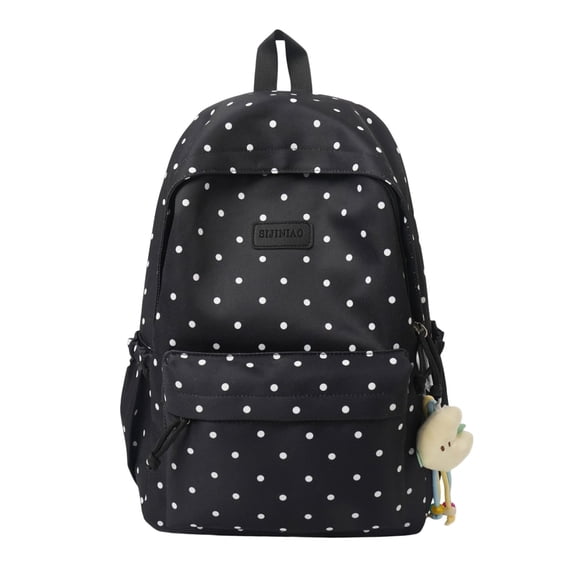 Women's Casual Nylon Polka Dot Backpack, Fashion Large Everyday Daypack, Coquette Bookpack for Campus Weekend Commute