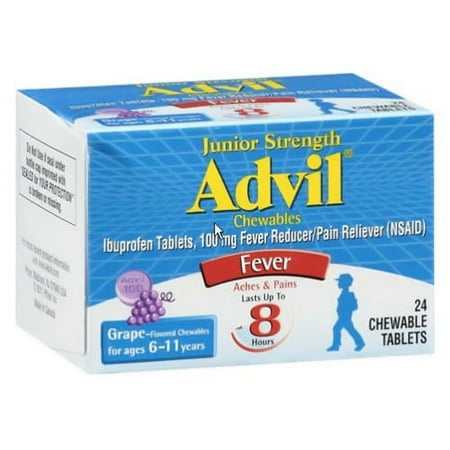 Advil Junior Strength Ibuprofen 100 mg Chewable Tablets, Grape - 24 Ea