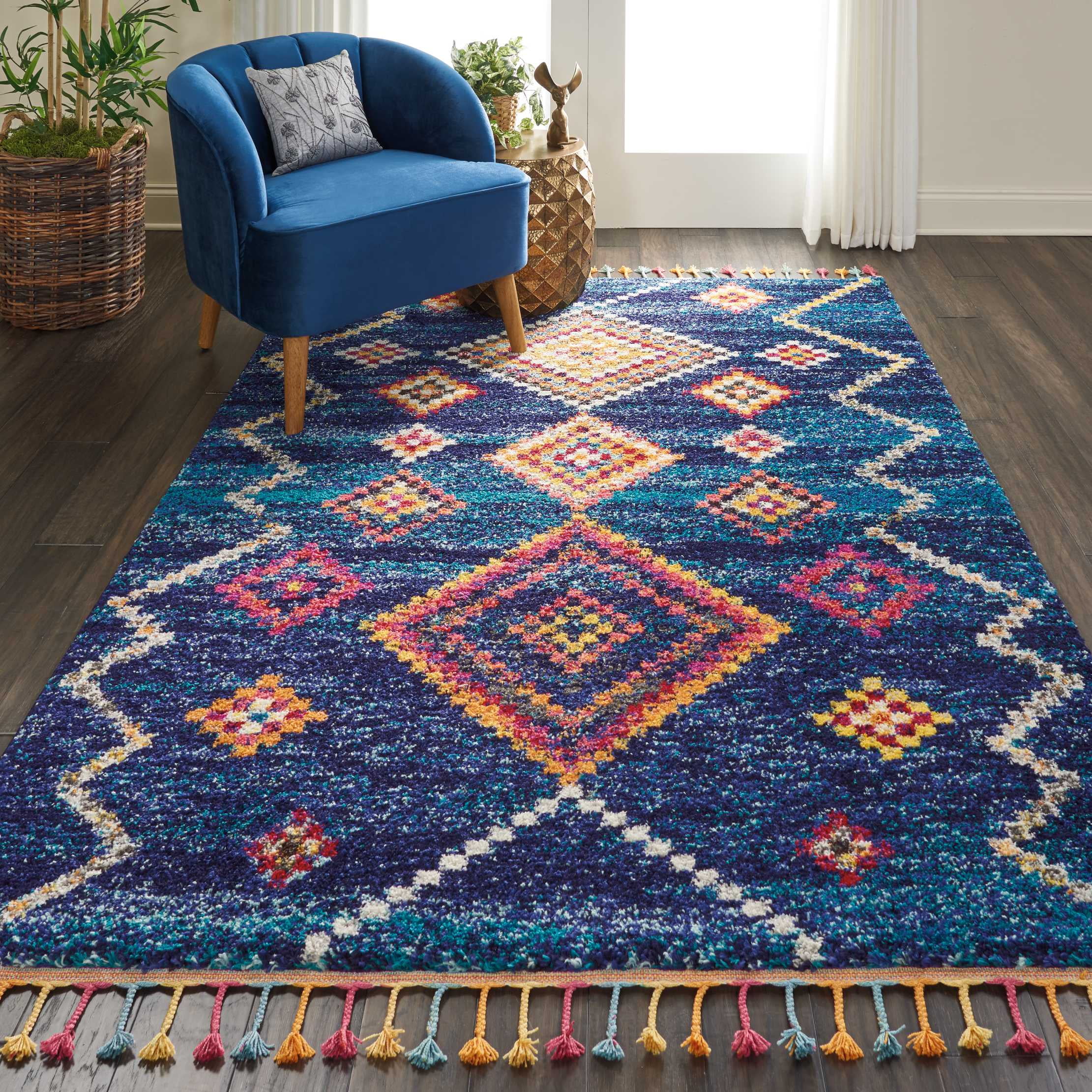 Nourison Moroccan Casbah Scandinavian Tribal Navy Area Rug Walmart