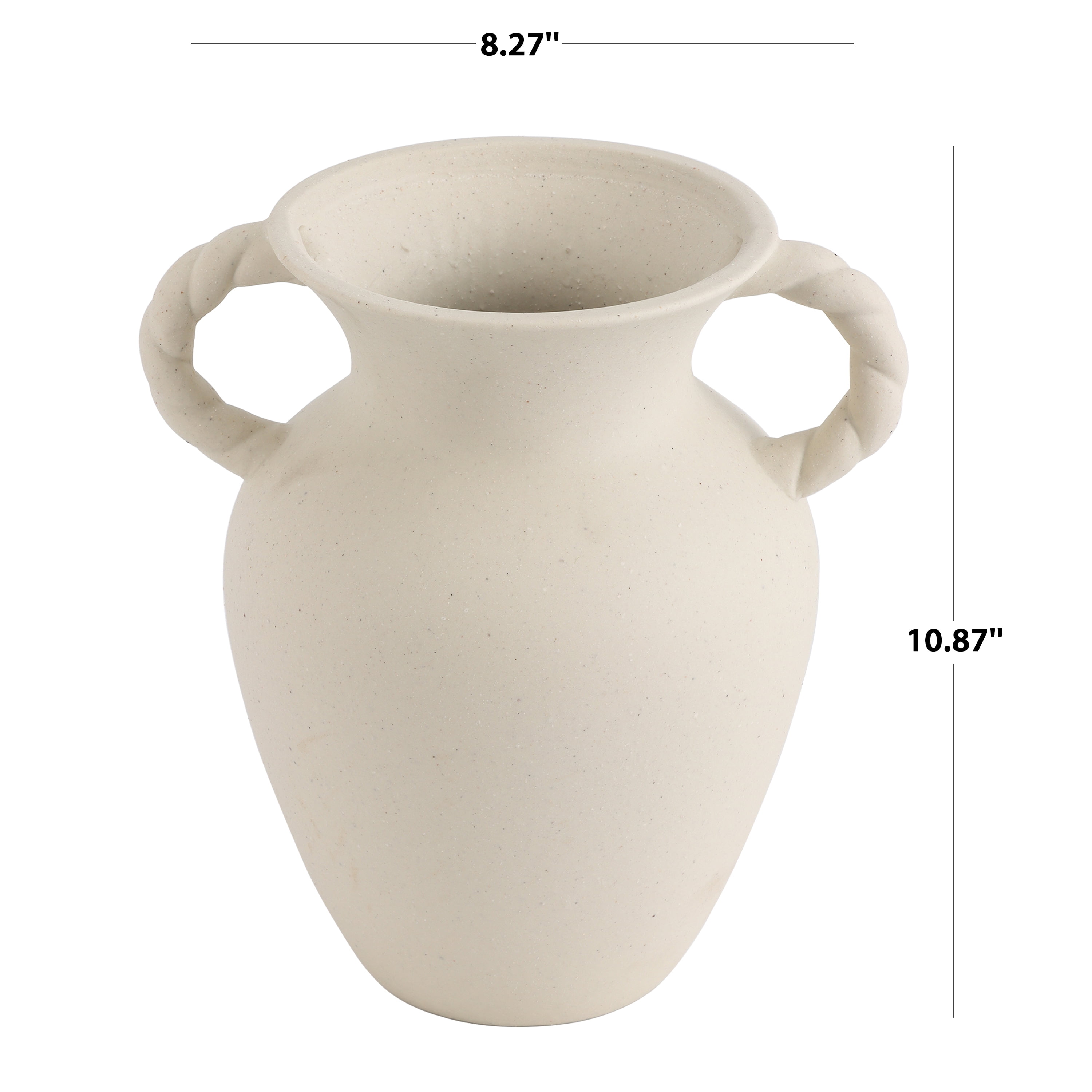 Home Decor Collection Sterling & Noble Home Off-White Ceramic Tabletop Vase with Knotted Design Handle, 10.87" Tall