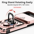 thumbnail image 5 of for iPhone Air Rugged Phone Case with Sliding Camera Cover, Kickstand TPU Bumper Drop Proof Durable Military Grade Protective Case Cover for iPhone Air, Rosegold, 5 of 9