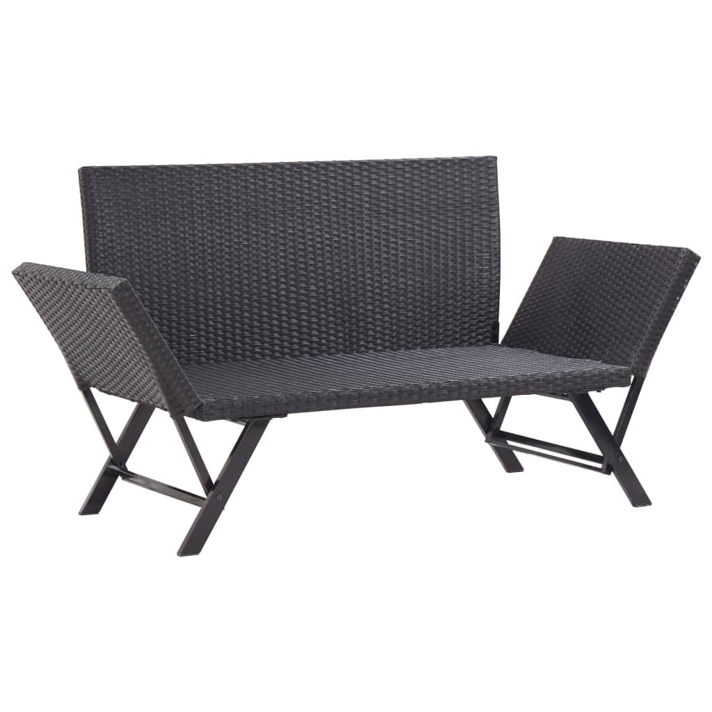 Kepooman Sun Bed, 2-in-1 Convertible Day Bed for Patio, Outdoor Garden Bench with Cushions, Balck Kepooman Sun Bed, 2-in-1 Convertible Day Bed for Patio, Outdoor Garden Bench with Cushions, Balck