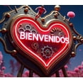 thumbnail image 4 of Heart Shaped Neon Banner with Steampunk Elements and Welcome Message in Spanish Party Decorations Backdrop Photography Props Event Decors Gatherings Celebrations, 4 of 4