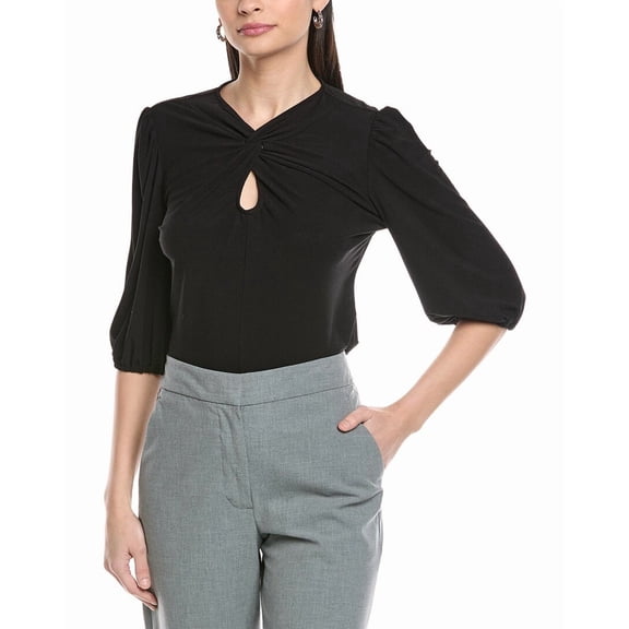 CeCe womens Twist Keyhole 3/4-Sleeve Knit Top, xs, Black