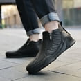 thumbnail image 6 of Men's Leather Boots Outdoor Zipper Slip on Chukka High Outdoor Lightweight Classic Casual Comfortable Fashion Loafers For Walking 12 US Black, 6 of 7