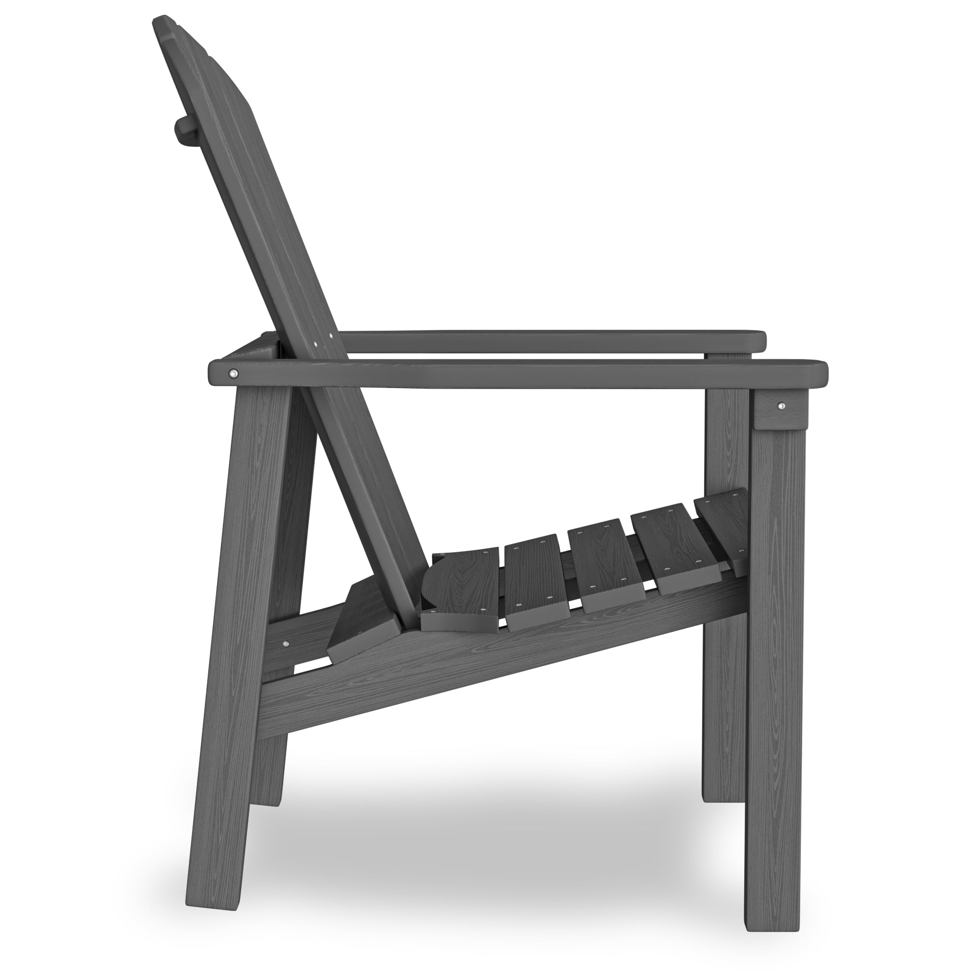 Cobiod Stackable Adirondack Chairs Set of 4, HDPE All-Weather Patio Chairs, Wood Grain Ergonomic Outdoor Chairs, Grey
