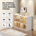 thumbnail image 4 of - Foldable Shoe Rack Organizer for Closet Pairs Collapsible Plastic Shoe Shelf Large Shoes Cabinet with Door Clear Stackable Storage Box Easy Assembly, 4 of 6