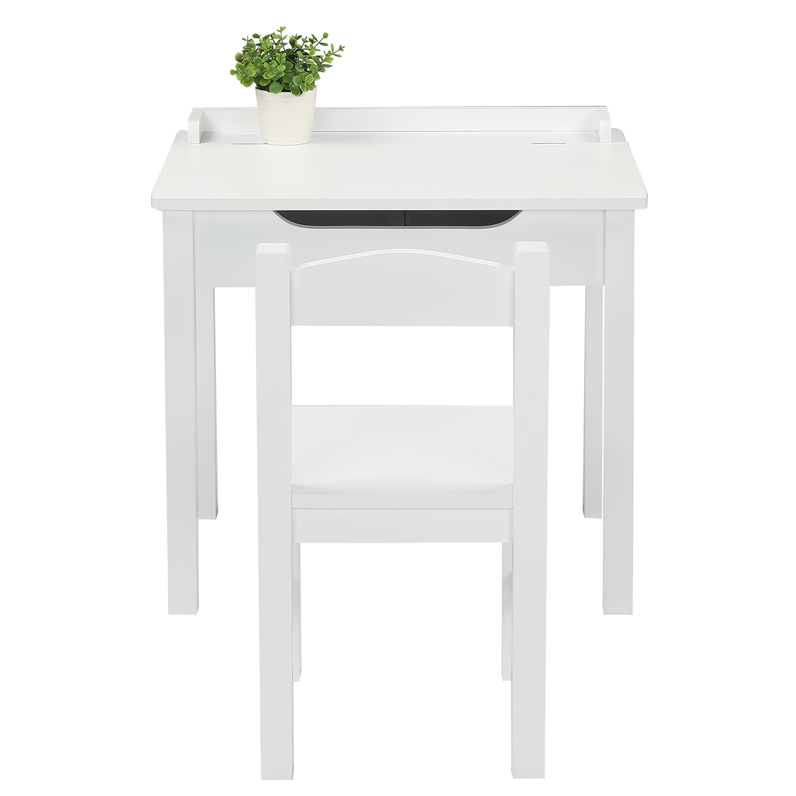 Flip Top Kids Table and Chair Set, White P2-Grade MDF Activity Desk with Storage Compartment, Ergonomic Study Play Set for Bedroom Playroom Age 3+